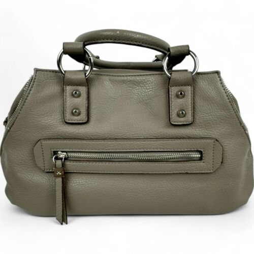 Jessica Simpson Women's Satchel Handbag Faux Leather Gray Crossbody Strap Zip - Picture 2 of 12