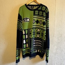 Seattle Seahawks NFL Team Apparel "Ugly Christmas Sweater" Size 2XL