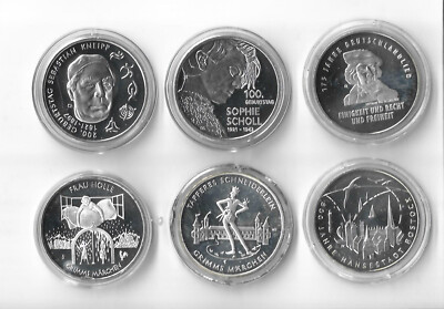 Bundle of 6 x   20 commemorative coin Federal Republic of Germany 2016/2018/2019/2021 925 silver, box