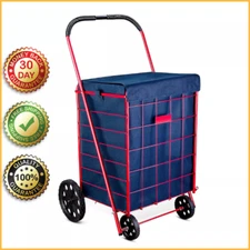 FOLDING SHOPPING CART LINER COVER Rolling Utility Trolley Wheels Basket Hood Bag