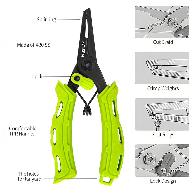Outdoor equipment, fillet knife, fishing tools, green, essential for beginners