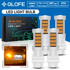 GLOFE 4PCS 3157 4157 4057 LED Amber Yellow Turn Signal Light LED Projector Bulbs