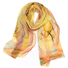 Wrapables® Lightweight Sheer Silky Feeling Chiffon Scarf, Yellow Floral
