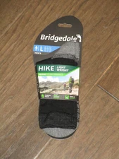 BRIDGEDALE HIKE LIGHTWEIGHT MERINO BLACK/ SILVER ANKLE HEIGHT SOCKS  SIZE LARGE