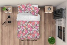3D Floral Small Daisy Pink Quilt Cover Set Duvet Cover Bedding Pillowcases 1236