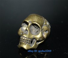 Vintage Chinese archaize Pure Brass Small Skull Statues  Pendant 20115