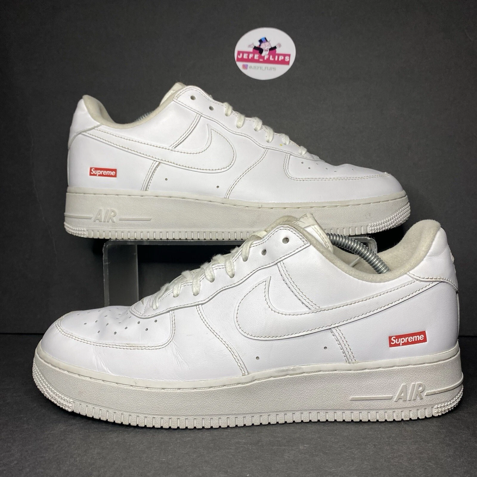 Nike Air Force 1 x Supreme Blanc Bas Triple Blanc Rouge CU9225 100 Homme   Taille 12