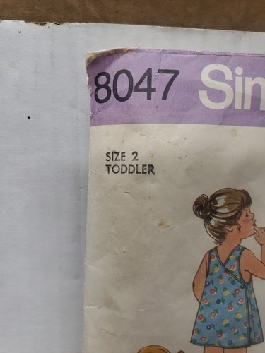 Simplicity Sewing Pattern #8047 Toddlers Dress/Jumper & Overalls Size 2 -Cut- - Picture 2 of 4