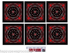 Lot of 6 USA MADE TRIBAL Flame Tattoo BLACK RED BANDANA HEAD BANDANNA Scarf