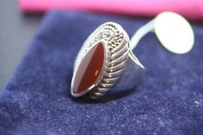 New Marquise Carnelian Women's Marcasite Gothic Ring 925 Sterling Silver SZ 7.75