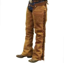 Western Cowboy Chap Fringes Suede Leather Pant Riding Chaps