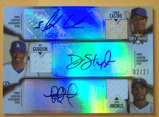 S. Castro/D. Gordon/E. Andrus 2012 Triple Threads AU Relic Combos Sepia 02/27