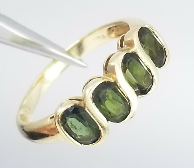 AUSGEFALLENER MASSIVER 14K GOLD RING OVALSCHLIFF 1,4TCW GRÜNER TURMALIN ~ Gr. 9,25 / 3,4g