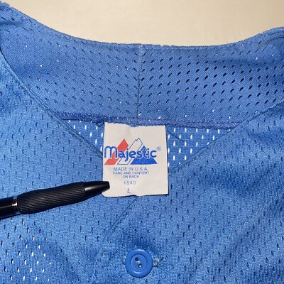 VTG 90s Majestic Apparel Light Blue Mesh Baseball Jersey