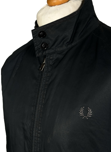 Fred Perry Wax Harrington Jacket - Black - Size L/XL - 46" Chest - Mod Scooter