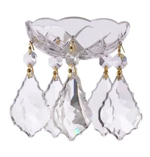 Asfour Crystal Chandelier Bobeches  (4-Inch) with 1.5" Hanging Prisms Gold pin