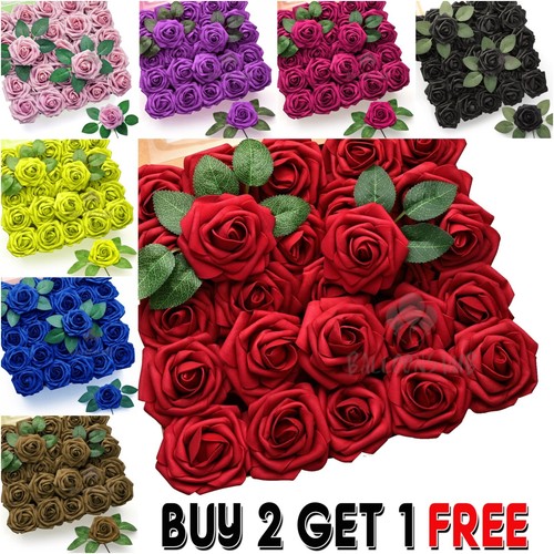 6cm Foam Rose Heads Bouquet Artificial Flowers Wedding Decor Choose ...