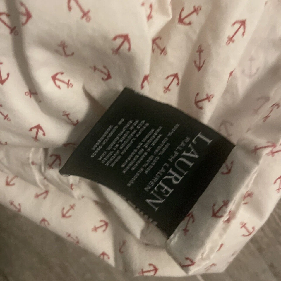 Ralph Lauren Sábana Plana Náutica Talla Queen Blanca con Anclas Rojas por Foto 3 de 4