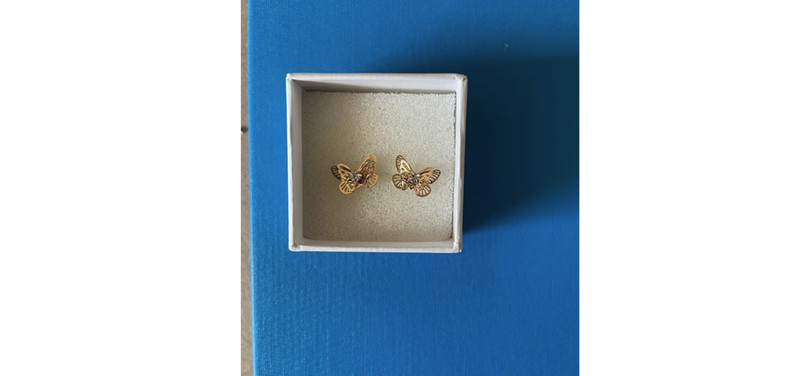 10K Gold Over 925 Butterfly Stud Earrings - Brand New
