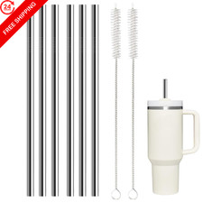 6 Pack Stainless Steel Straw Replacement 40 oz and 30cm/11.81inch, Silver