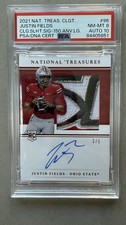2021 National Treasures Collegiate Justin Fields Rookie Patch Auto RPA 3/5 PSA 8