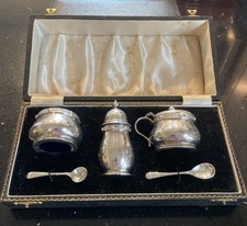 Punzone inglese argento sterling cruet inserti blu cobalto