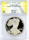 1994-P Proof American Silver Eagle ANACS PF67 DCAM Ultra Deep Cameo
