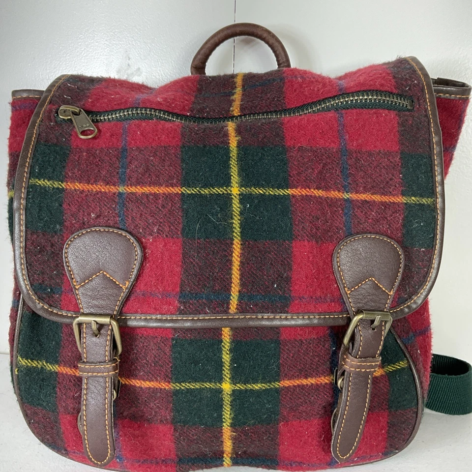 Mini mochila/bolsa de libros The Gap vintage años 90 y2k mezcla de lana tartán hebilla a cuadros Foto 3 de 4