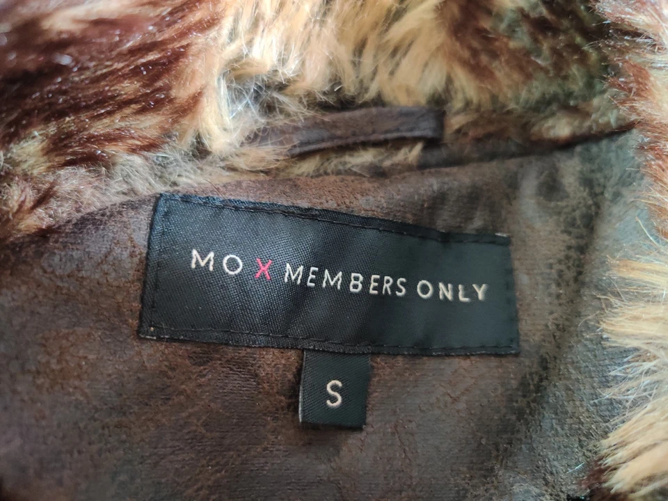 Jaqueta colete de pele sintética MO X somente membros S marrom vegana desgastada moto zíper completo - Imagem 4 de 4