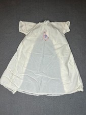 Newborn Baby Gown Wrap Snap Closure Cream Bunny Print Short Sleeve Lace Trim