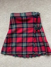 KILT VINTAGE Marks & Spencer misto lana tartan rosso età 7 (122 cm) kilt scozzese ottime condizioni