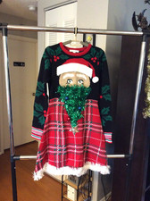 Christmas Tree Ugly Long Sleeve Sweater Dress Embroidered Ladies Women Small