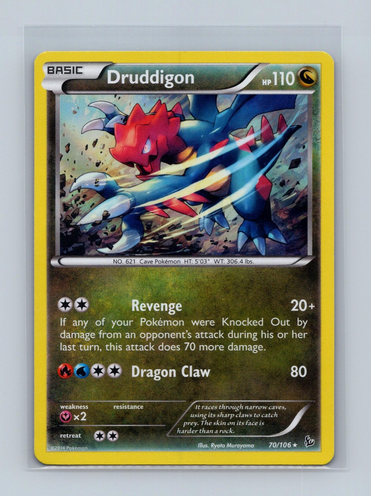Druddigon 70/106 Holo Rare Flashfire Pokemon Holo Lightly Played