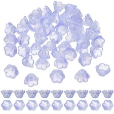 100 Pcs Glass Flower Beads for Jewelry Making, Loose Bead Charm, Cold Purple