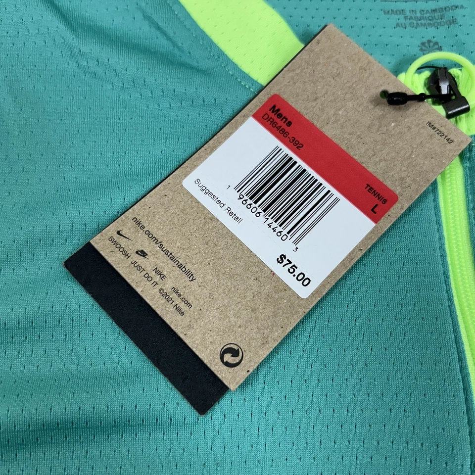 Nike Court Dri-Fit ADV Long Sleeve Tennis Shirt Mens Large DR6486-392 Teal $75 - Image 2 of 4