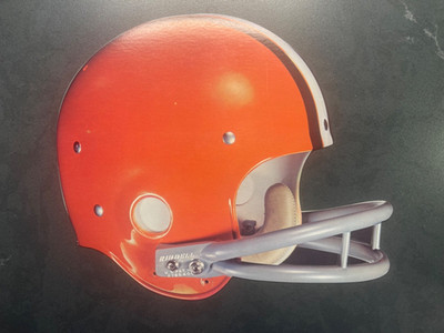 Vtg 1970s Cleveland Browns NFL RIDDELL Football Helmet CARDBOARD Sign Plaque