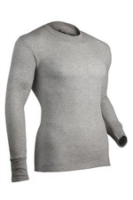 Indera Cotton Heavyweight Thermals - Long Sleeve - Heather Grey - Men Size L