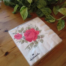 Vintage Hallmark 1970-1980 Roses Flower Large Dinner 20 Napkins 17” X 17” NEW