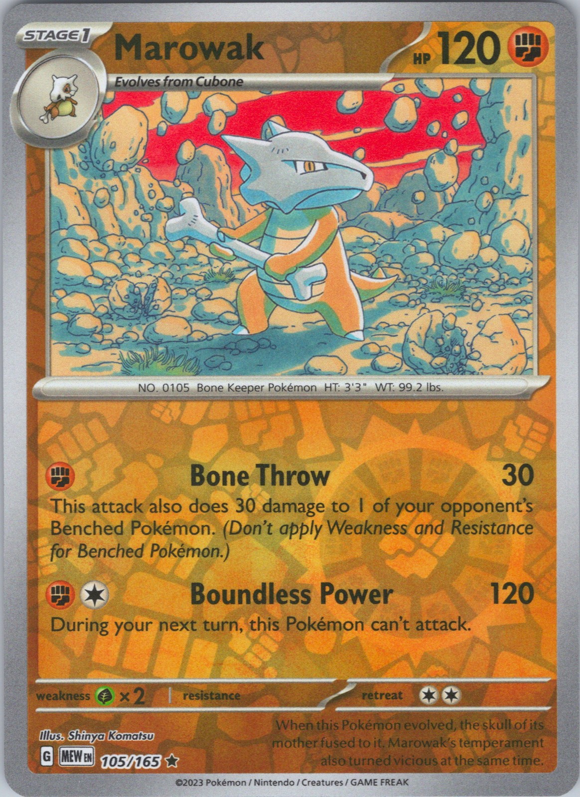 Marowak #105/207 SV3.5: 151 - Reverse Holo (NM) - Pokemon TCG