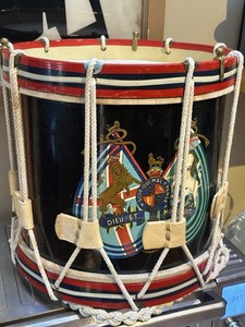 WWII Royal Air Force "Dieu Et Mon Droit" Red White & Blue War Side Drum