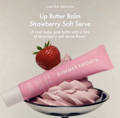 SUMMER FRIDAYS Strawberry Soft Serve Lip Butter Balm NEW RELEASE LIMITED EDITION