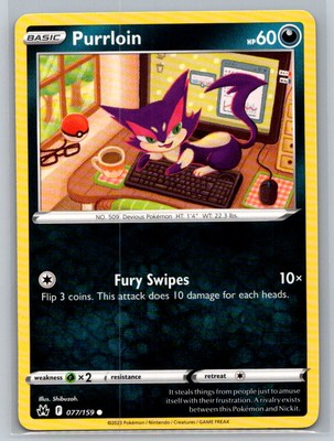 Purrloin #077/159 Crown Zenith Common - Pokemon Cards E53