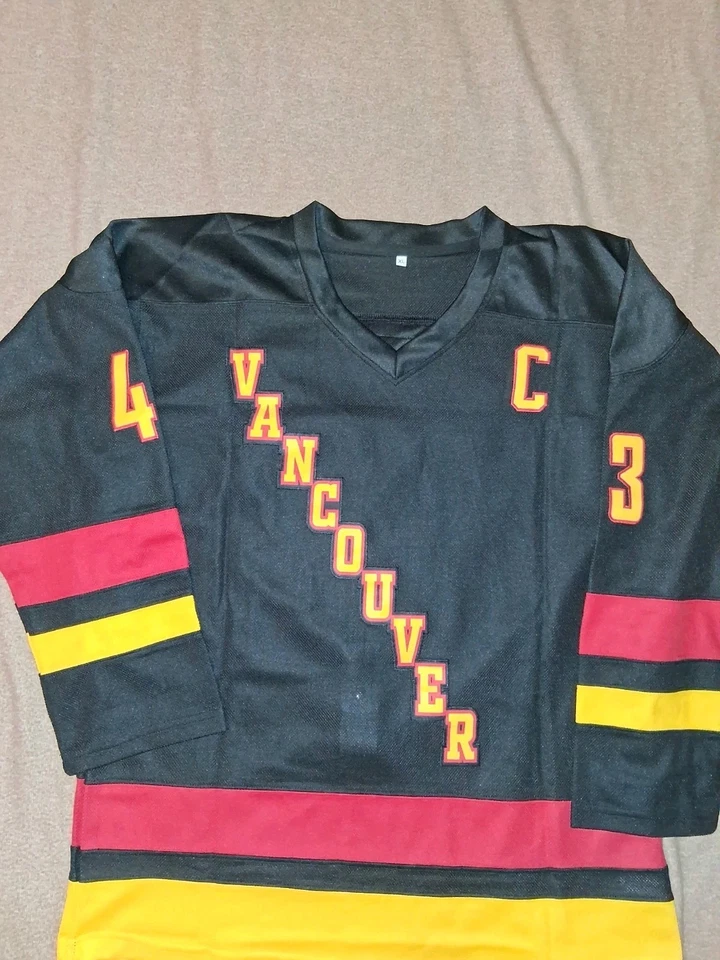 Camiseta deportiva negra cosida Quinn Hughes Vancouver Canucks #43 XL sin firmar Foto 2 de 4
