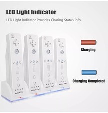 New 4-in-1 Charging Station With 4 Battery Packs for Wii Wii U Remote Controller