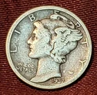1937-D Mercury Dime 90% Silver, Free Shipping