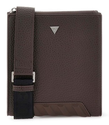 GUESS Torino Crossbody Flat Umhängetasche Tasche Dark Brown dunkelbraun Neu