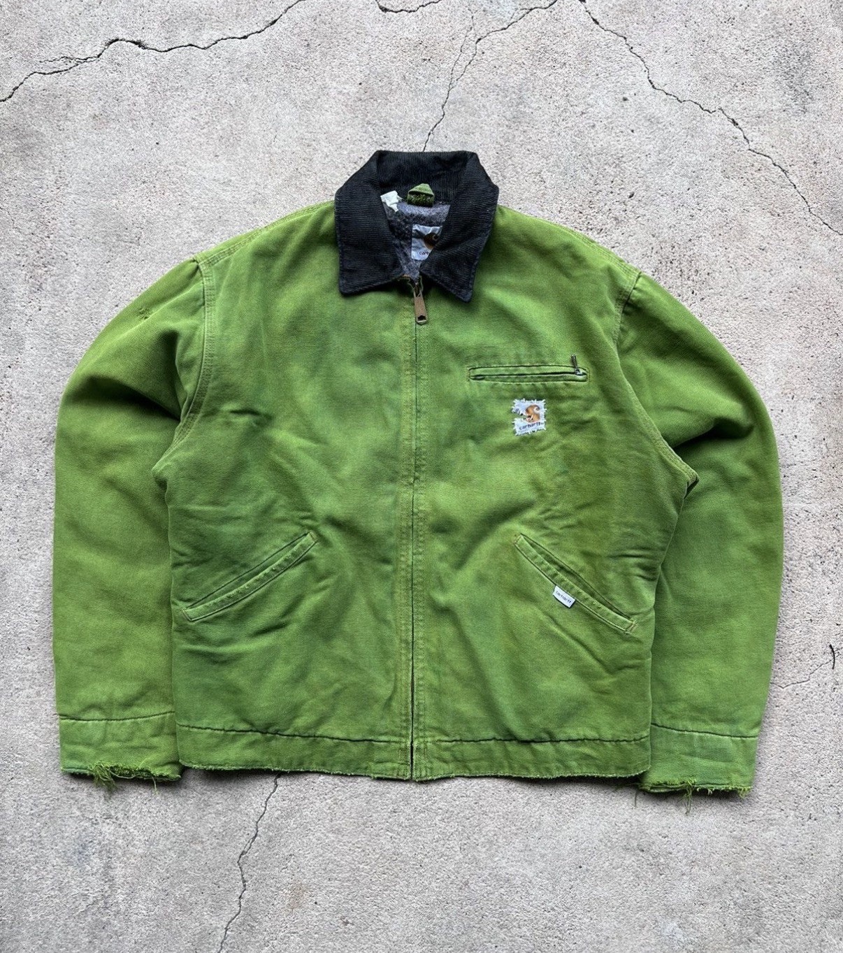 Carhartt Vintage ‘90s Detroit Jacket Custom 1 of 1 Green Dye Deconstructed