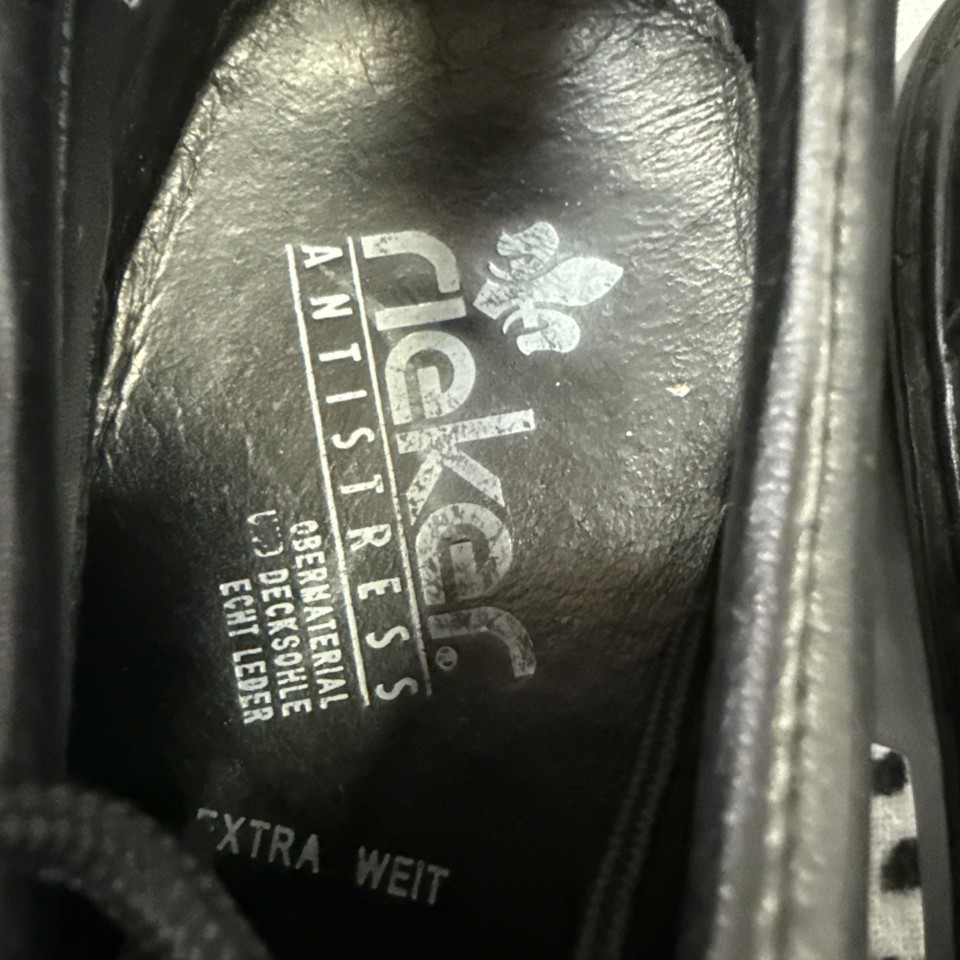 Rieker Black Leather Smaller Lace Up Shoes Uk 9 | eBay UK