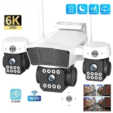 12MP 6K UHD WIFI Camera 3-PTZ Outdoor Cam Three Lenses Triple Screens Security