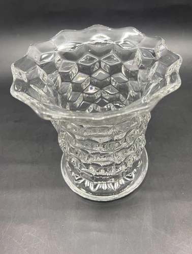 FOSTORIA American 2056 Clear Flared Vase Round Foot  5" VTG